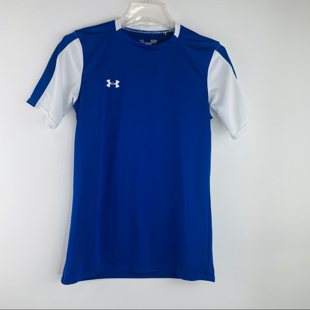 Under Armour UA S Small Shirt Heat Gear Blue EUC